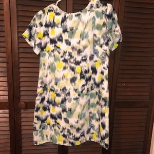 Boutique- Green and yellow patterned shift dress
